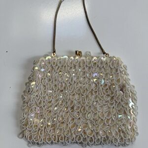 Elegant Cream Beaded Women's Bag